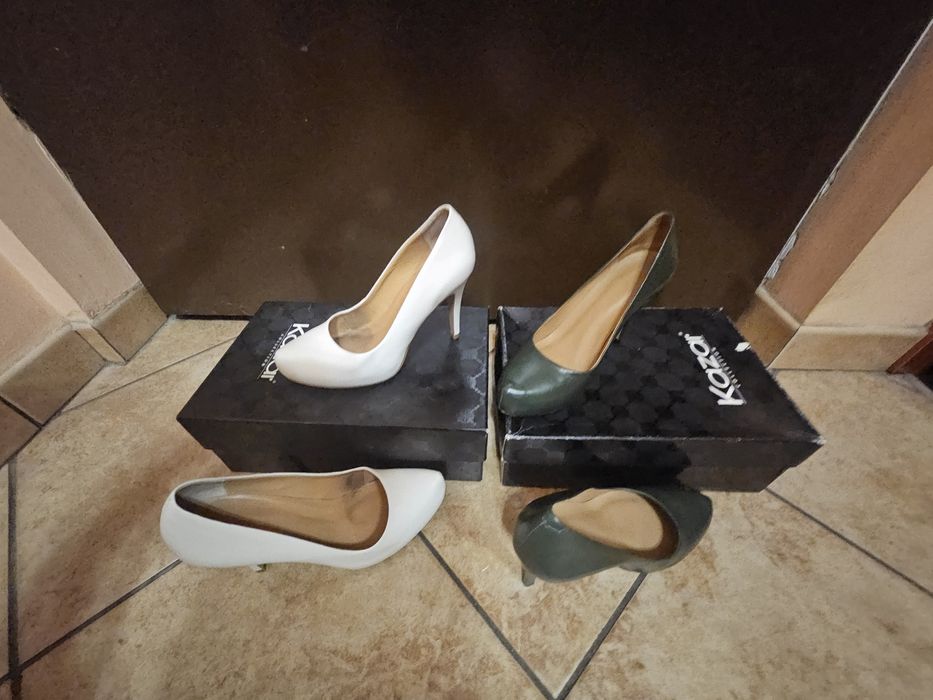 Szpilki  KAZAR Nr 37 białe i  zielone