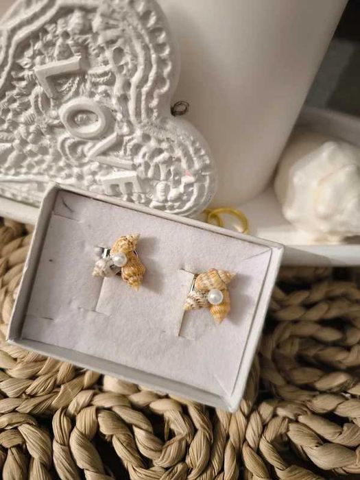 klipsy handmade muszelki 3 szt. przepiekne leciutkie coquette