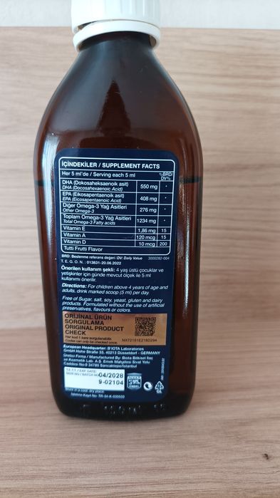 Omega-3 Nutraxin  
У сиропі
Залишок десь трохи більше 3/4 флакона