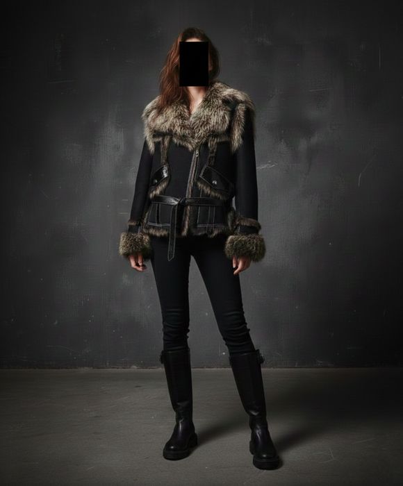 Натуральна Дублянка з тоскани,лисиці та замші ,з дизайнерськими елемен