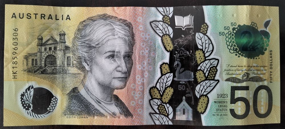 Nota 50 Dólares Austrália 2020 Estado Bela Rara de Aparecer