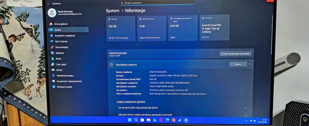 Komputer stacjonarny komplet z monitorem do gier