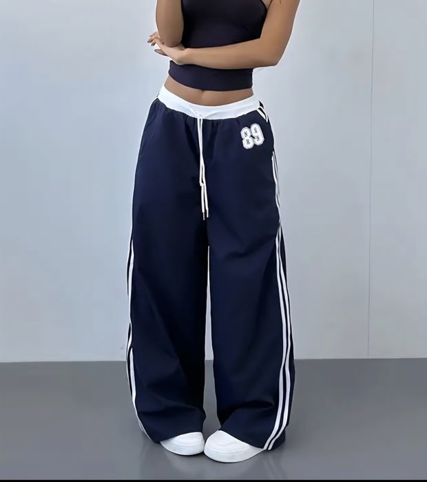 y2k широкі штани оверсайз з лампасами адідас 89