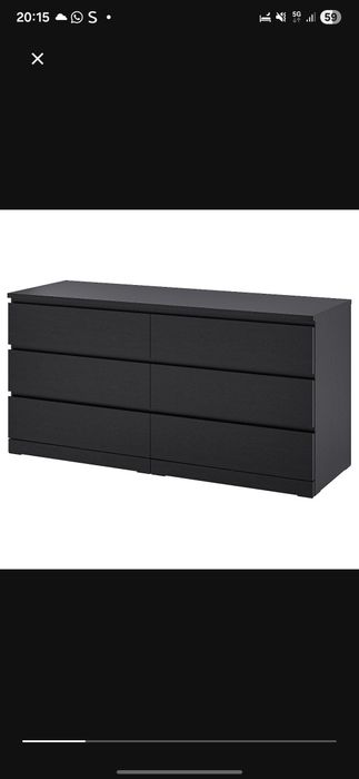 Malm - Cómoda e 2 mesas cabeceira castanho escuro