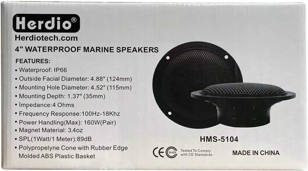 4-дюймові водонепроникні Bluetooth-динаміки Herdio потужністю 320 Вт