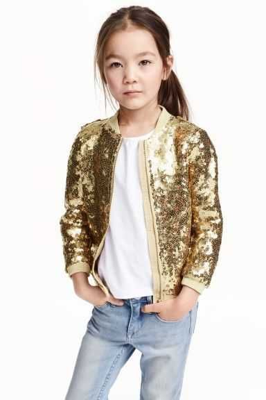 Яскравий крутий золотистий бомбер куртка піджак з пайєтками H&M р.122