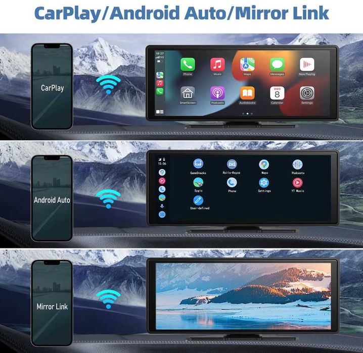 Магнітола | мультімедійна система в авто з бездротовим [CarPlay] та [AndroidAuto] | сенсорний 10.26 дюймів IPS 1600*600p HD  + камера заднього огляду