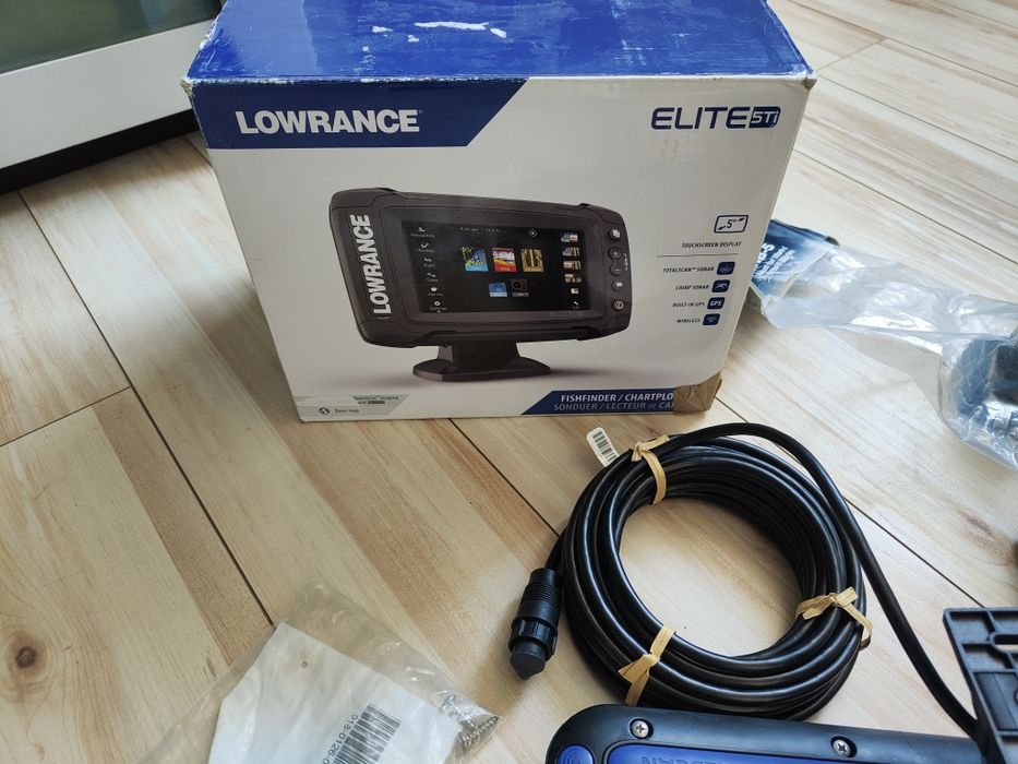 Nowy Lowrance Elite-5 Ti + TotalScan sonda przetwornik – dotykkowy