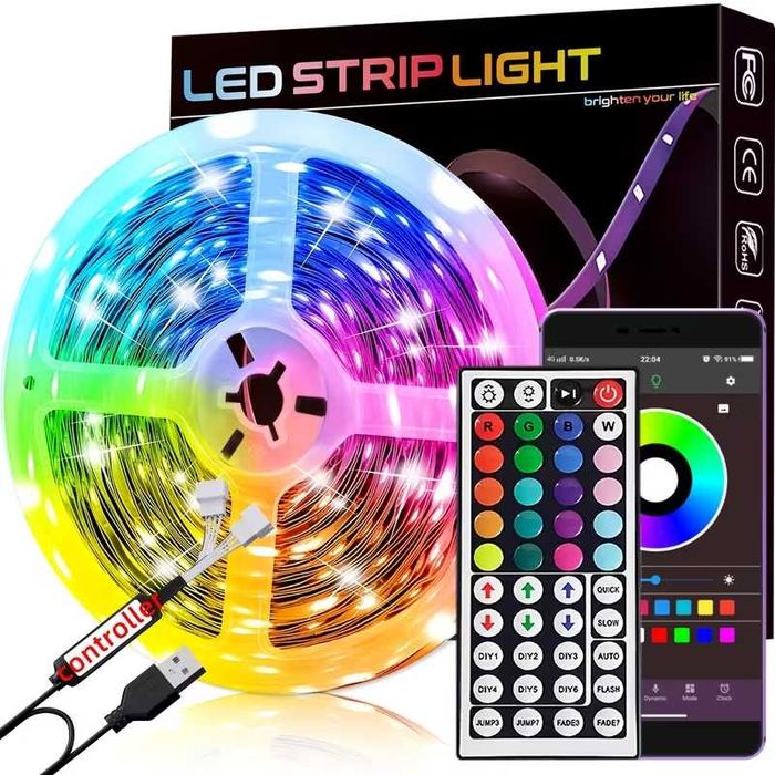 Світлодіодна LED стрічка 10м USB / RGB підсвітка для кімнати
