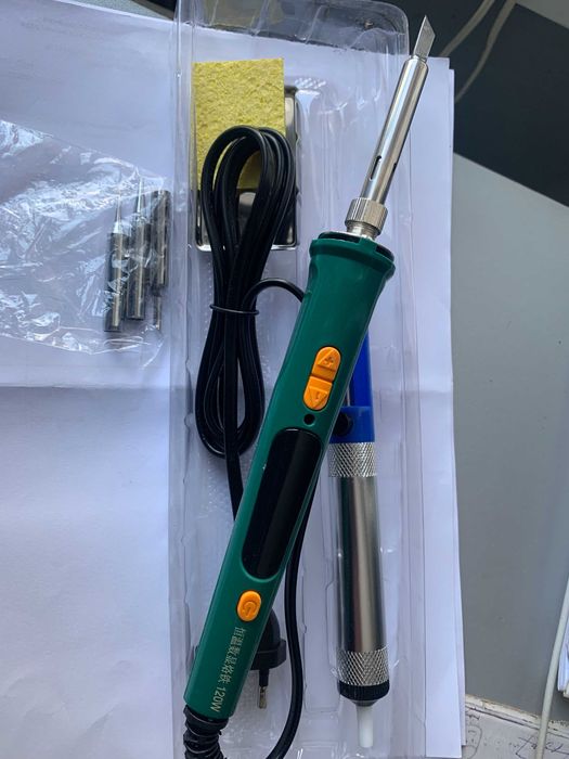 Паяльник в наборі побутовий з регулюванням температури 120вт