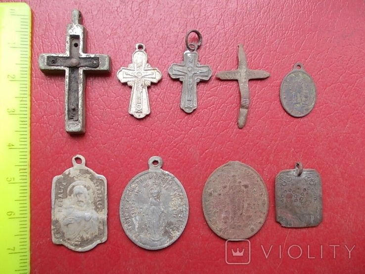 Монеты, крестики нательные иконки одним лотом