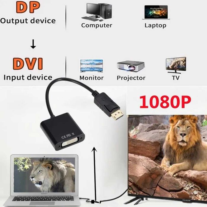 Конвертер адаптер DP DisplayPort to DVI VGA