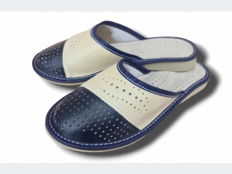 Kapcie łapcie damskie skórzane pantofle klapki polski producent 41 roz