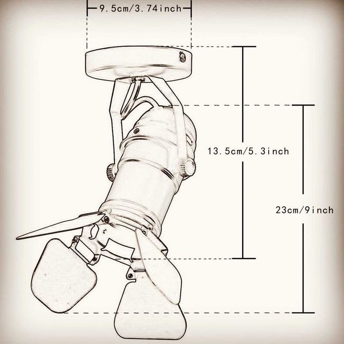 Loft industrialna lampa teatralna w stylu vintage, regulowany kąt