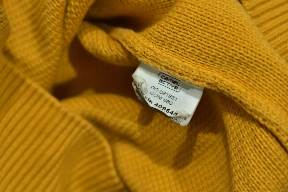 Camel Active Garment Dyed Żółty Bawełniany Sweter Męski Xl