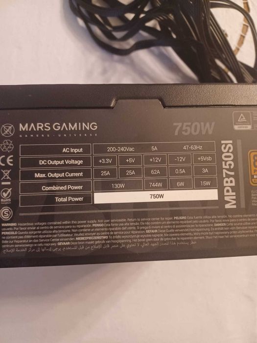 Fonte Alimentação Mars Gaming MPB750SI 750W - Como Nova (C/ Caixa e Fatura)