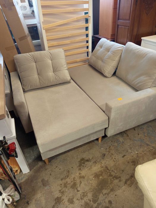 Narożnik pokojowy lewy szary z funkcją spania