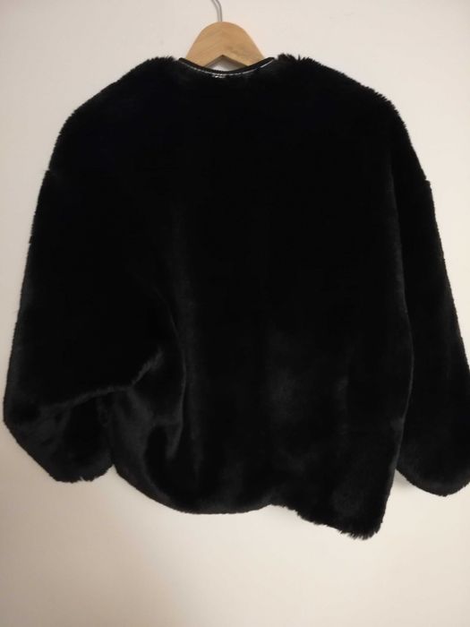 futro Zara xs s m 34 36 38 czarne krótkie futerko zaraz xs s