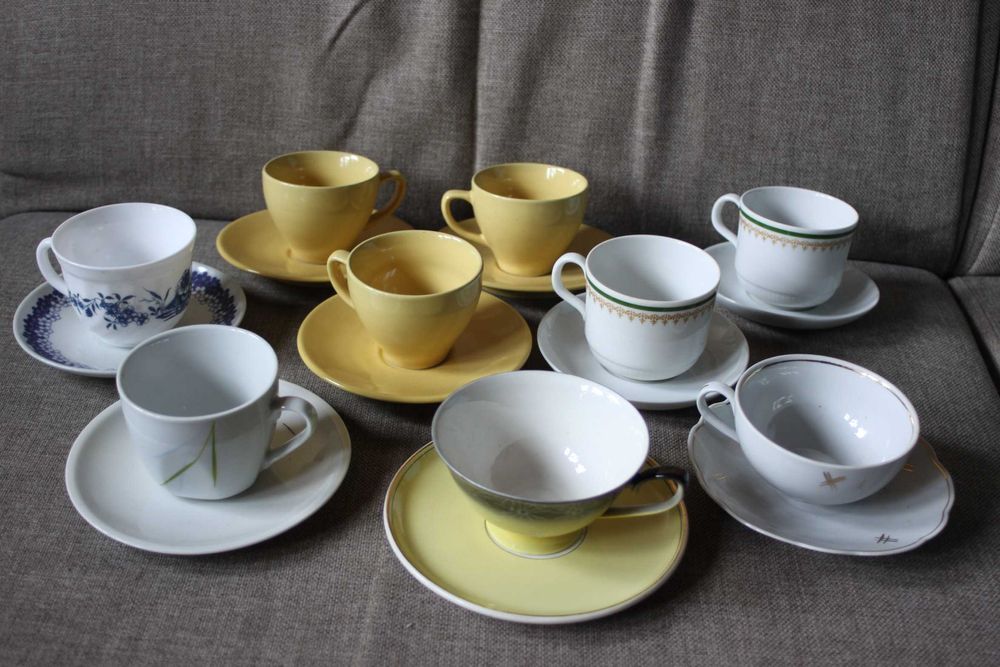 Filiżanki, filiżanki różne - 9 szt kpl.