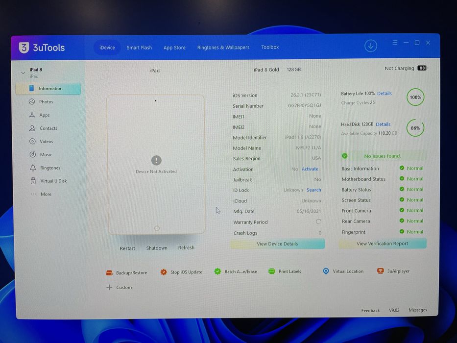 Apple ipad 8 gen 128gb gold iCloud