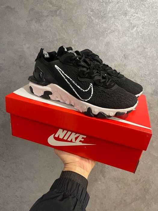 Мужские кроссовки Nike React Vision Black and White. Размеры 40-45
