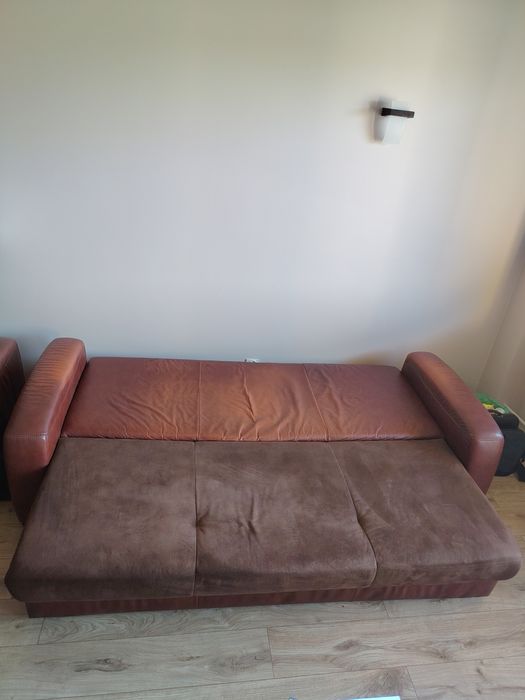 Skórzane Kanapa+fotel+pufa