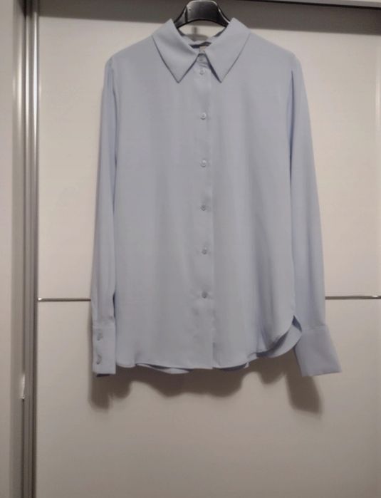 Niebieska satynowa koszula damska H&M S oversize nowa