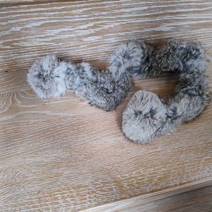 czapka uszatka/pilotka z futerkiem z królika - L (+ szaliczek gratis!)