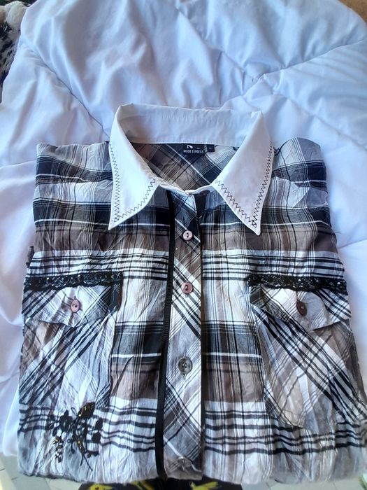 Luksusowa bluzka w kratę 44