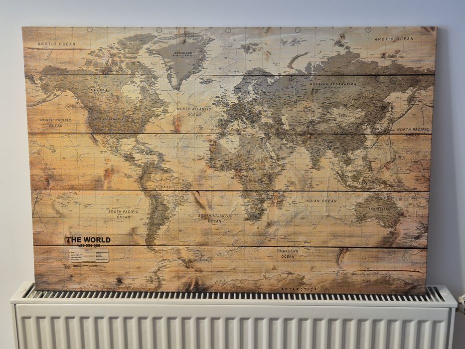 Obraz 60x90 cm mapa świat deski