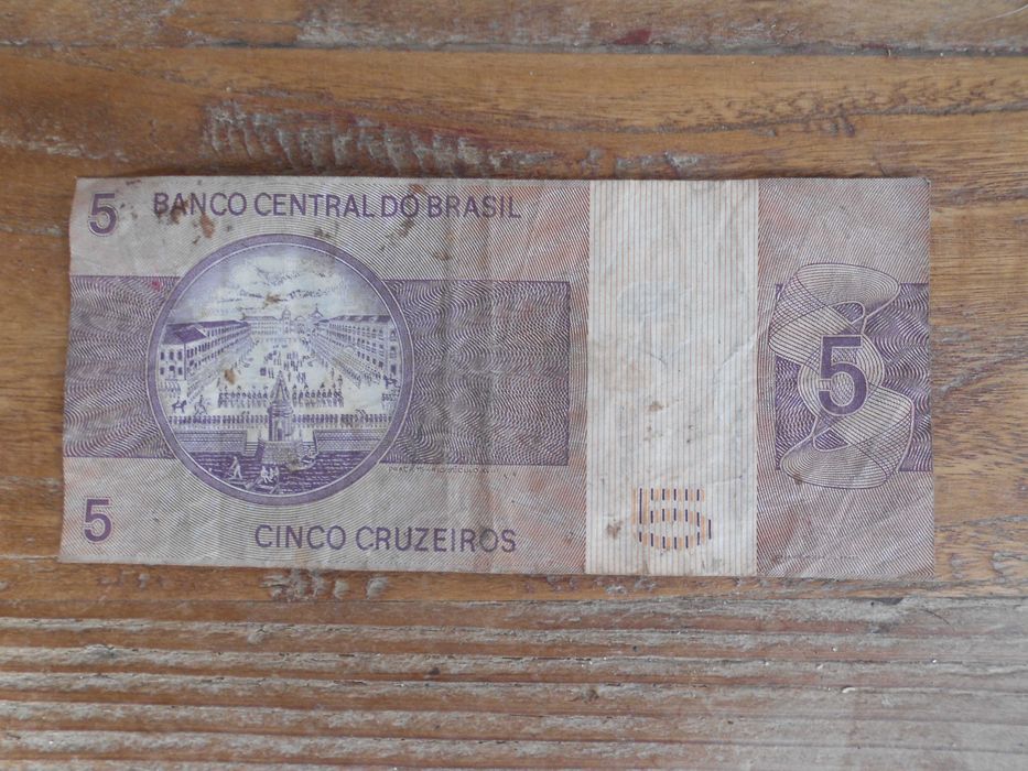 Nota antiga 5 cruzeiros Brasil - D.Pedro I