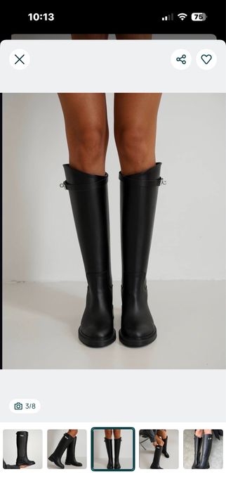 Сапоги в стилі hermes, жокейки шкіряні  38 розмір