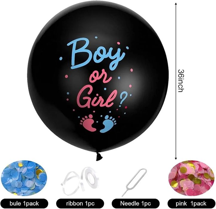 Balon XXL 81 cm chłopiec czy dziewczynka balon z konfetti