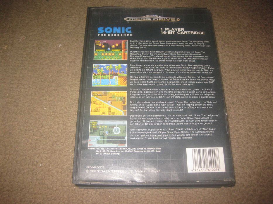Jogo "Sonic" para Sega Mega Drive/Completo! Com 2 Manuais+Poster!