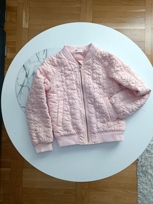 Kurtka wiosenna bomberka H&M dla dziewczynki, różowa, rozm. 128