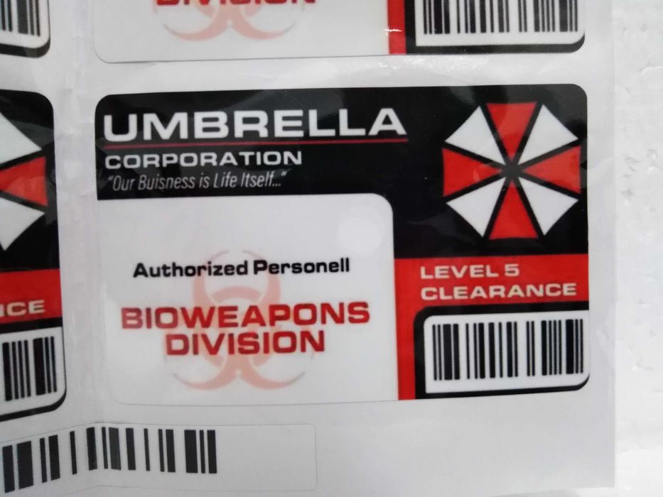 Adesivos Cartão Identificação Bioweapons Division 5 Level Clearance Authorised Personell