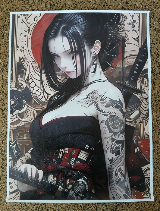 Poster - Mulher Samurai (tela, 30 x 40 cm)
