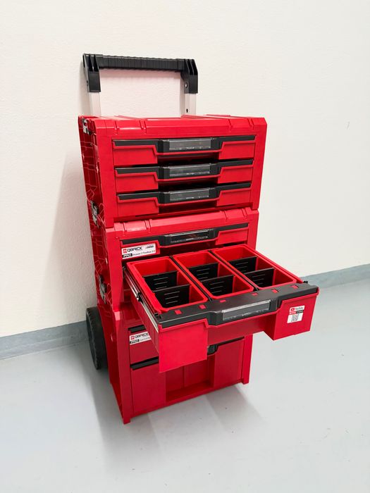 Carrinho e caixas de ferramentas com gavetas QBRICK System Pro Red Ultra HD