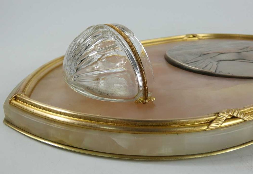 Duża KROPIELNICA Matka Boża Maryja alabaster mosiądz 29,5 cm