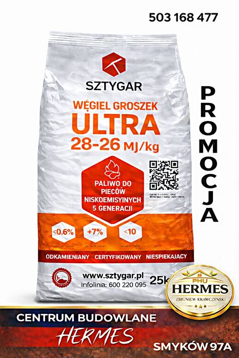 GROSZEK workowany Sztygar ULTRA 28 MJ Certyfikat węgiel Hermes  Gold