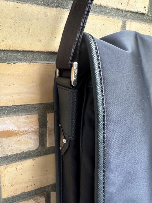 Prada Messenger Shoulder Bag Blue Nylon Tessuto Saffiano