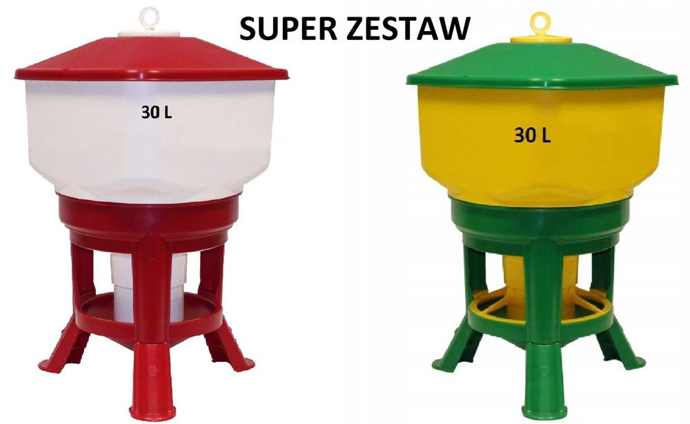 Poidło i karmidło automatyczne dla drobiu,kur 30 L SUPER ZESTAW