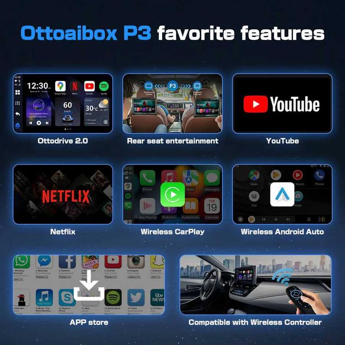 Box Ottocast P3 - Youtube - Maps -Apps - Carplay e android auto.