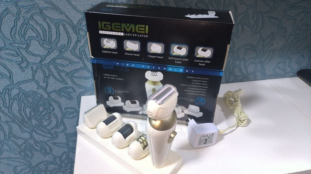 Епілятор 5 в 1 з насадкою бритва і пемза електробритва Gemei GМ7005