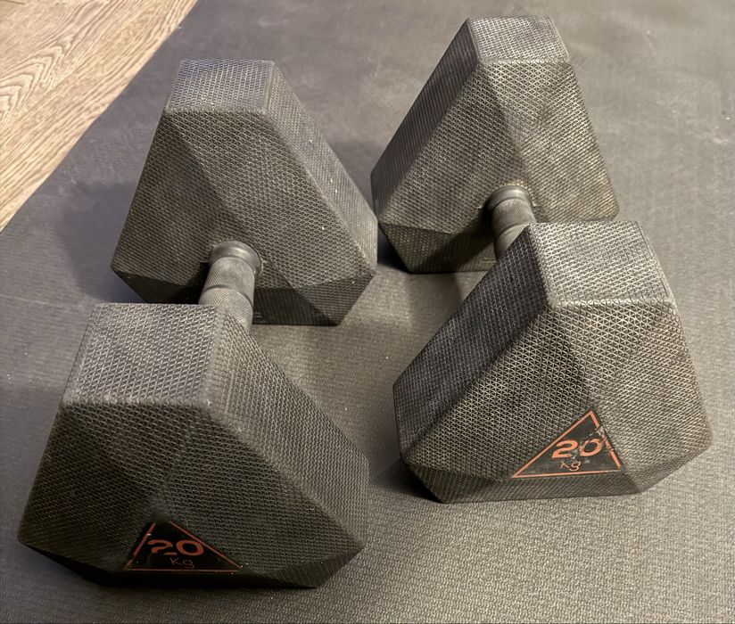 Hantle decathlon Hex Dumbbell 2x20 kg gumowane