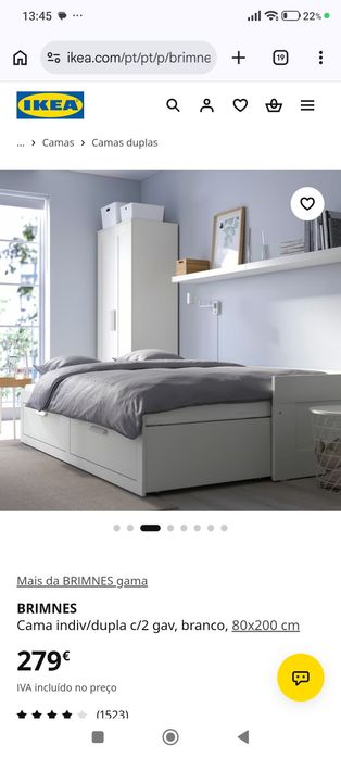 Cama com duas gavetas e extensível para colchão casal