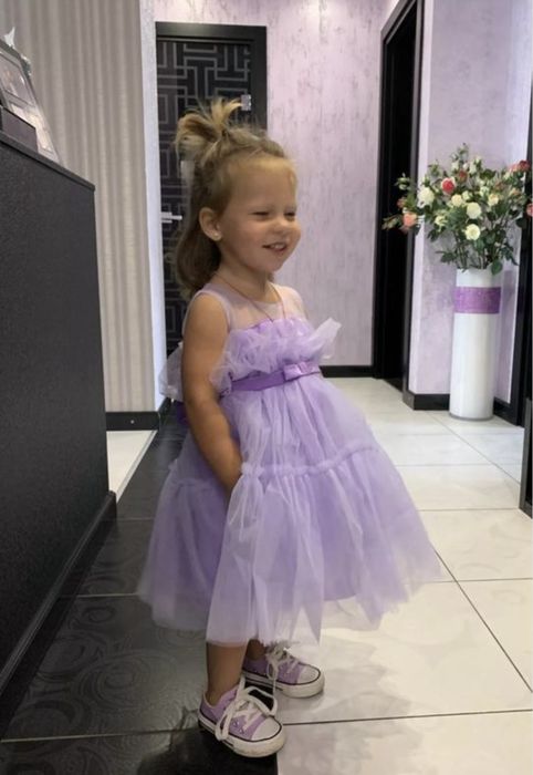 Дитяча сукня рожева пишна барбі Нарядное платье блакитна голуба