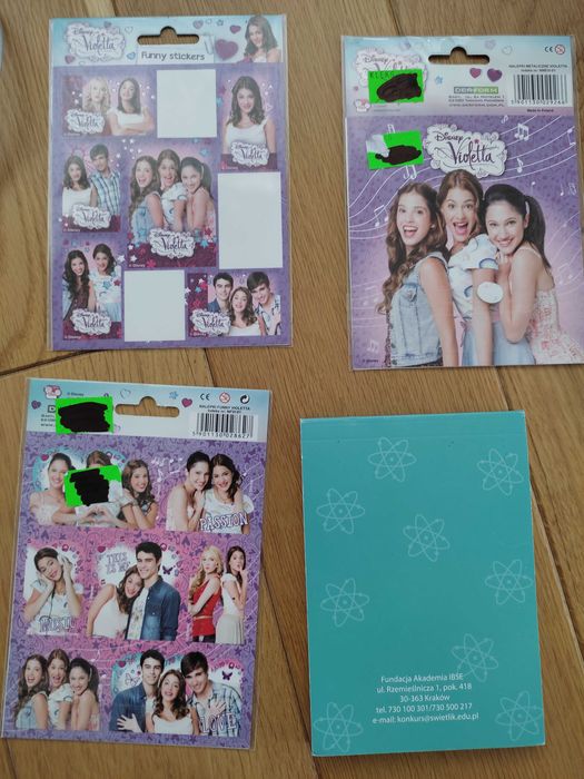 zestaw Łańcuszek 2x bransoletka torebka naklejki Violetta