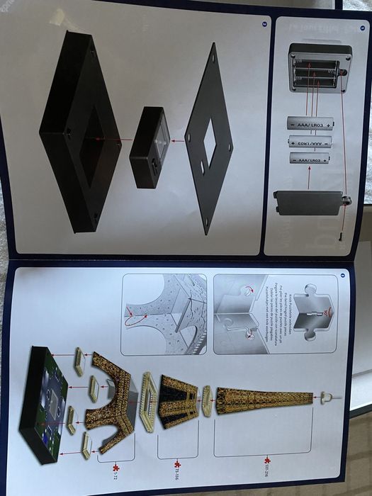 Puzzle para construir a torre Eiffel iluminada