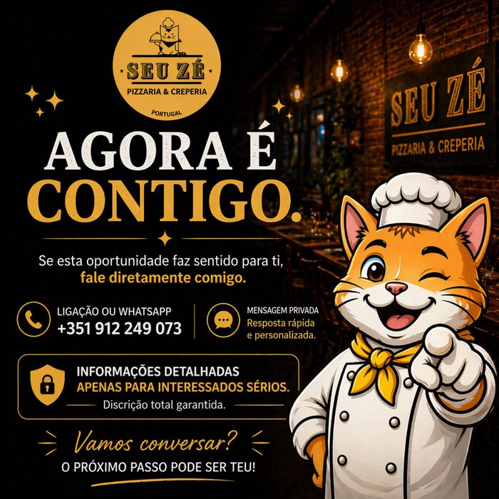 Oportunidade – Pizzaria Equipada e em Funcionamento – Braga